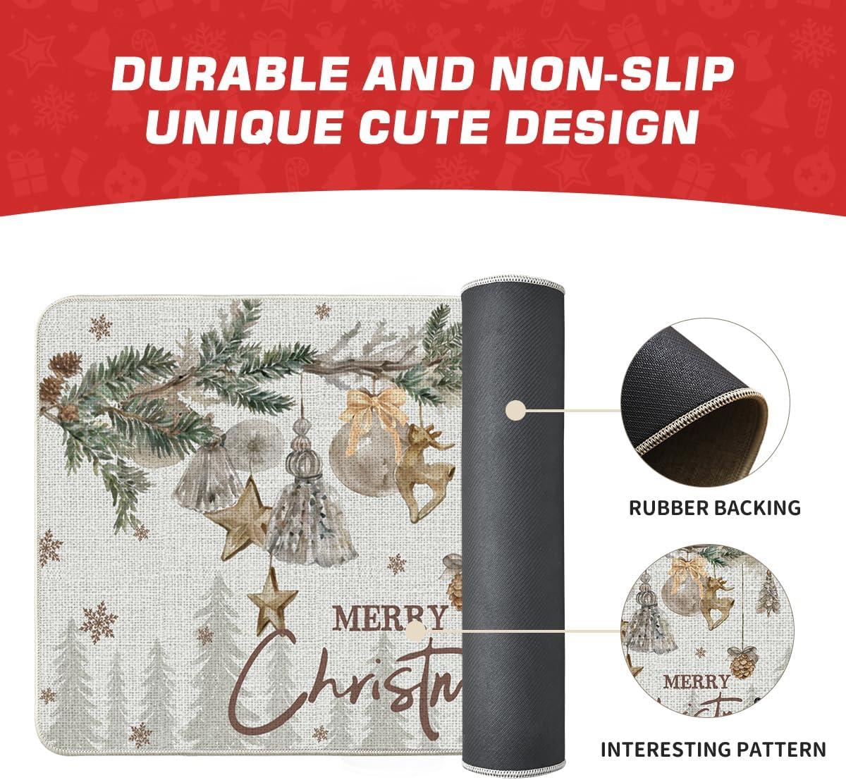 imageArtoid Mode Xmas Tree Birds Ornament Merry Christmas Doormat Winter LowProfile Switch Rug Home Decor Door Mat Floor Mat for Outdoor Indoor 17x29 Inch