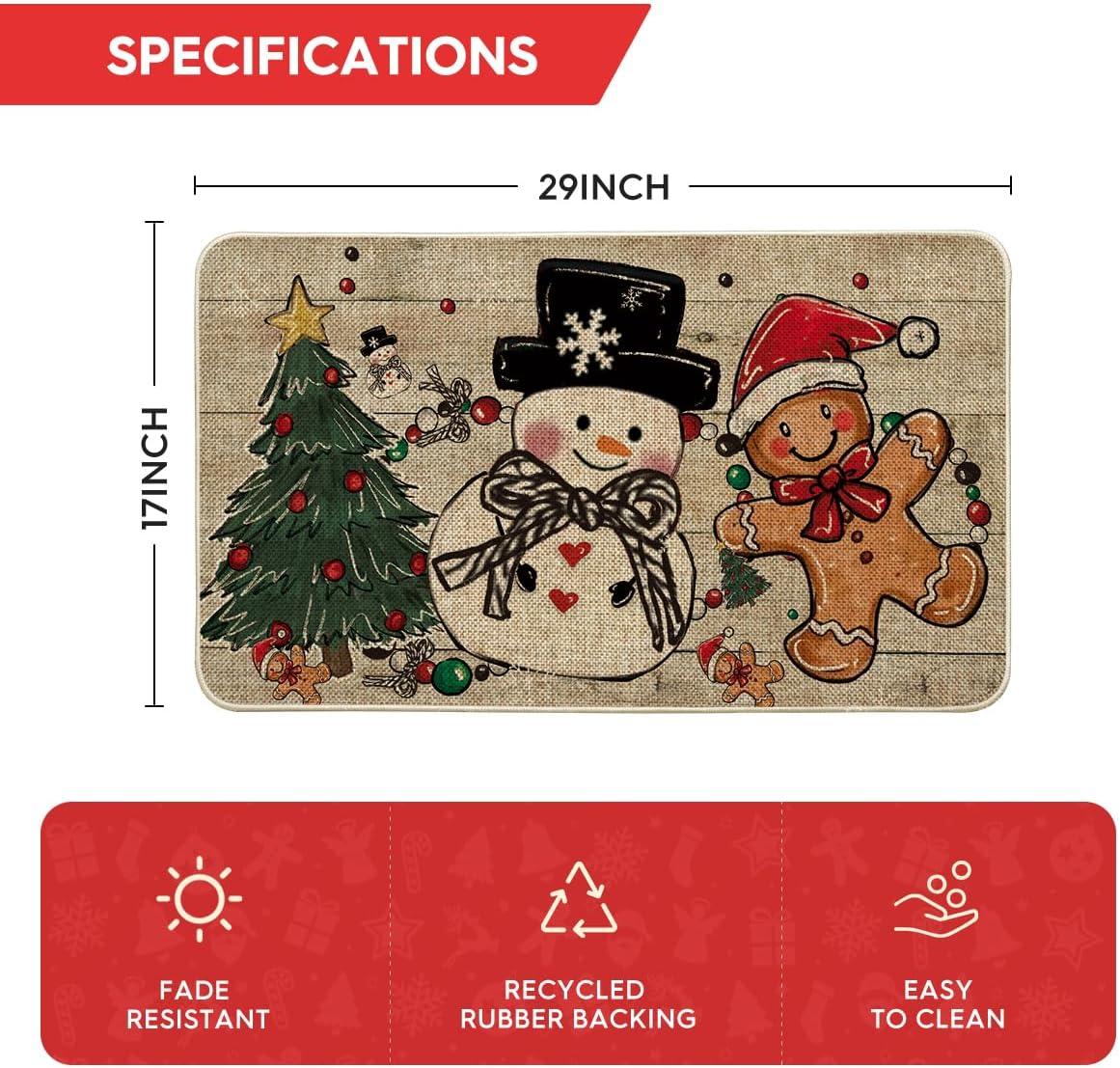 imageArtoid Mode Xmas Tree Gingerbread Man Snowman Christmas Doormat Winter LowProfile Switch Rug Home Decor Door Mat Floor Mat for Outdoor Indoor 17x29 Inch