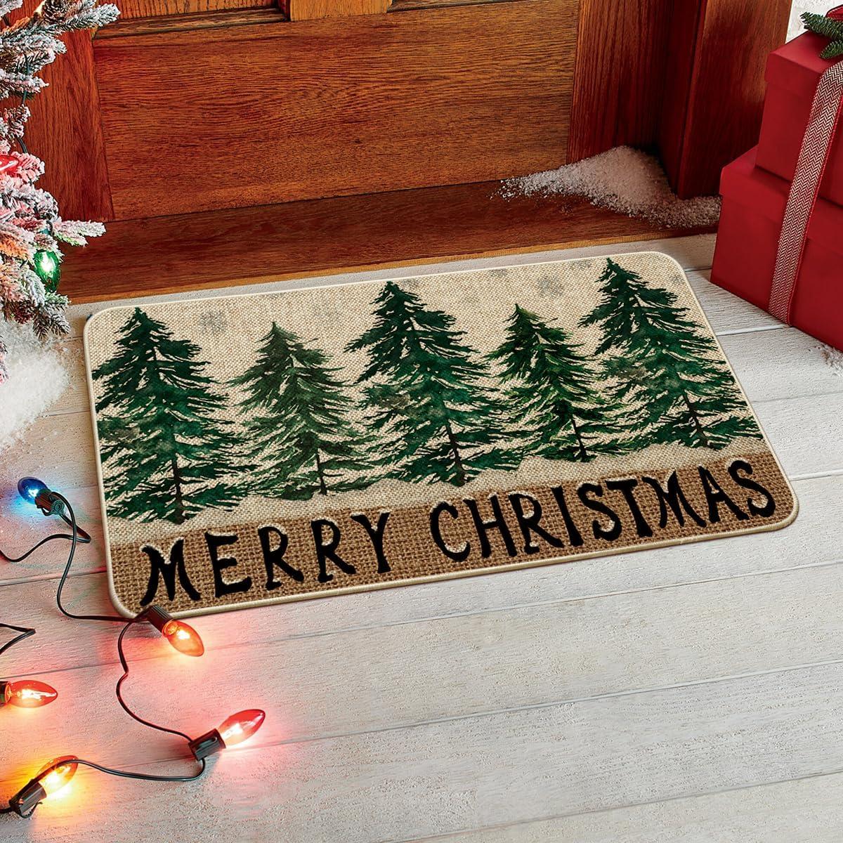 imageArtoid Mode Xmas Tree Merry Christmas Doormat Winter Home Decor LowProfile Switch Rug Door Mat Floor Mat for Indoor Outdoor 17x29 Inch