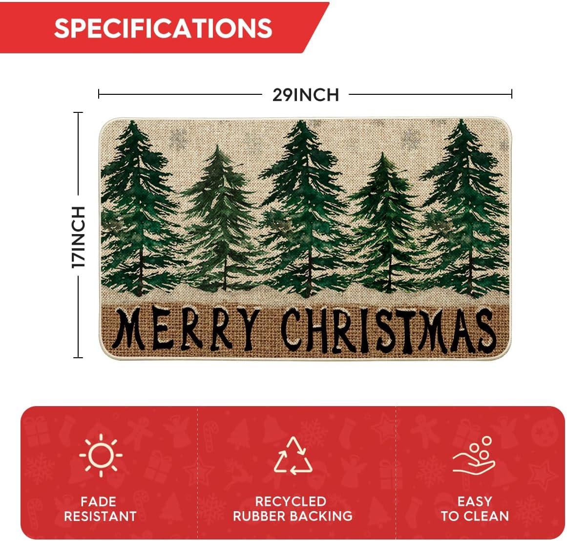 imageArtoid Mode Xmas Tree Merry Christmas Doormat Winter Home Decor LowProfile Switch Rug Door Mat Floor Mat for Indoor Outdoor 17x29 Inch