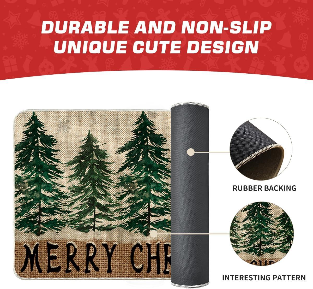 imageArtoid Mode Xmas Tree Merry Christmas Doormat Winter Home Decor LowProfile Switch Rug Door Mat Floor Mat for Indoor Outdoor 17x29 Inch