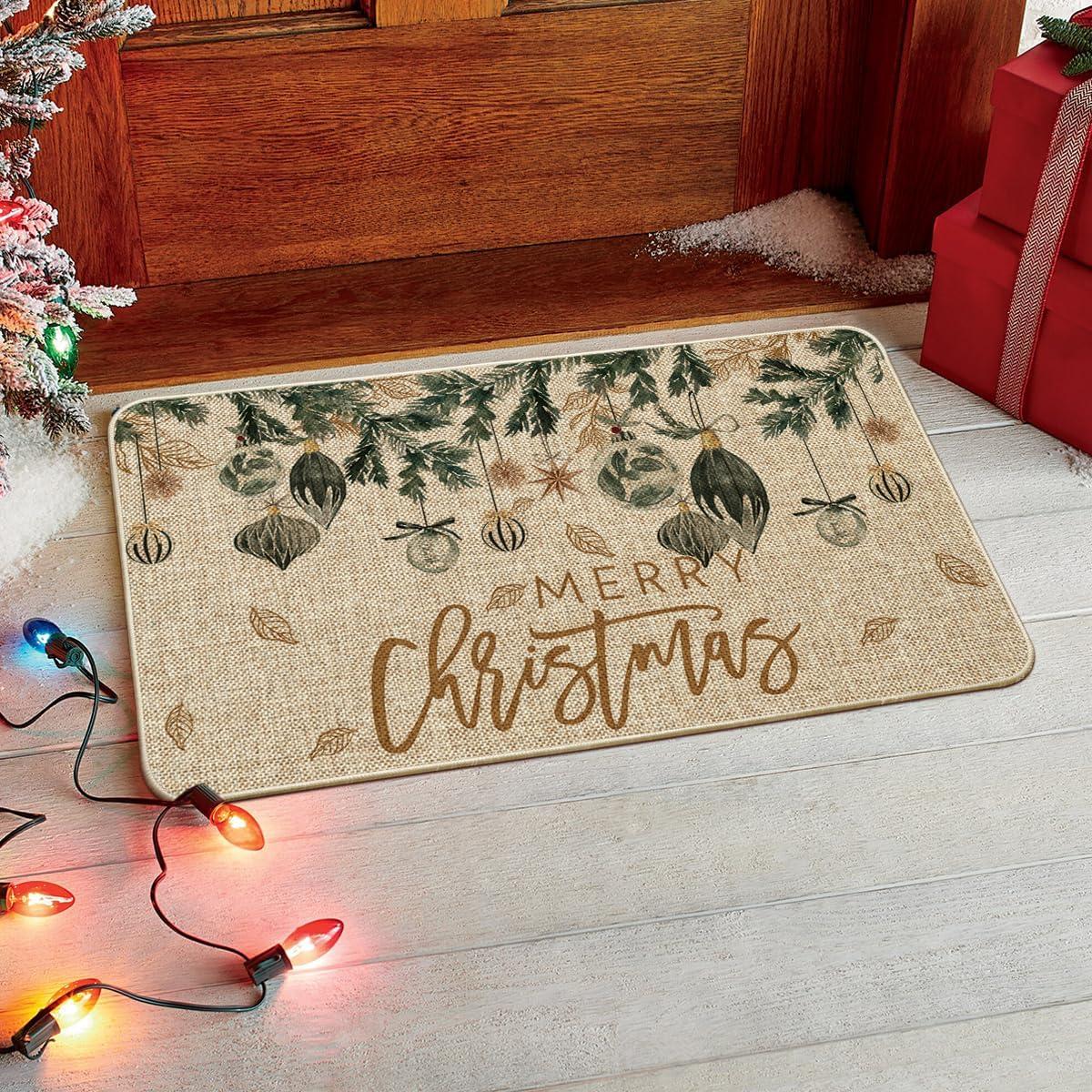 imageArtoid Mode Xmas Tree Ornament Merry Christmas Doormat Winter LowProfile Switch Rug Home Decor Door Mat Floor Mat for Outdoor Indoor 17x29 Inch