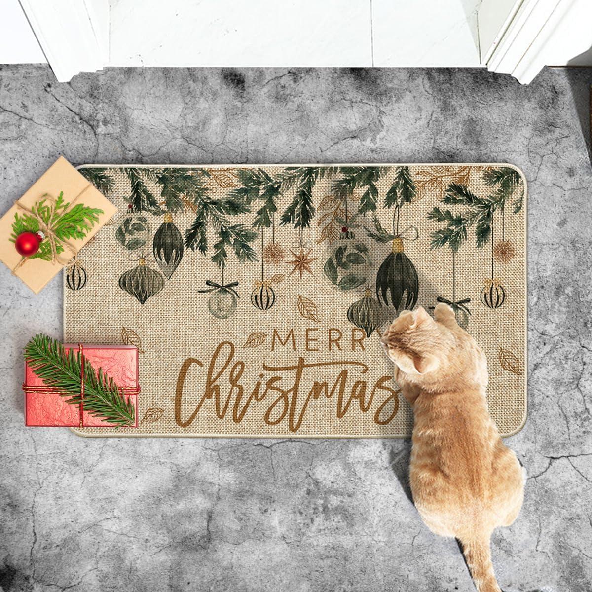 imageArtoid Mode Xmas Tree Ornament Merry Christmas Doormat Winter LowProfile Switch Rug Home Decor Door Mat Floor Mat for Outdoor Indoor 17x29 Inch