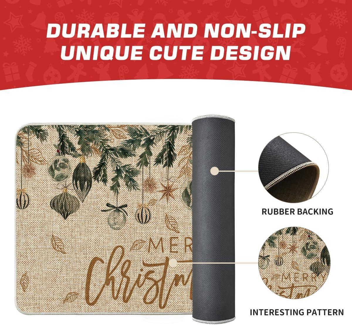 imageArtoid Mode Xmas Tree Ornament Merry Christmas Doormat Winter LowProfile Switch Rug Home Decor Door Mat Floor Mat for Outdoor Indoor 17x29 Inch