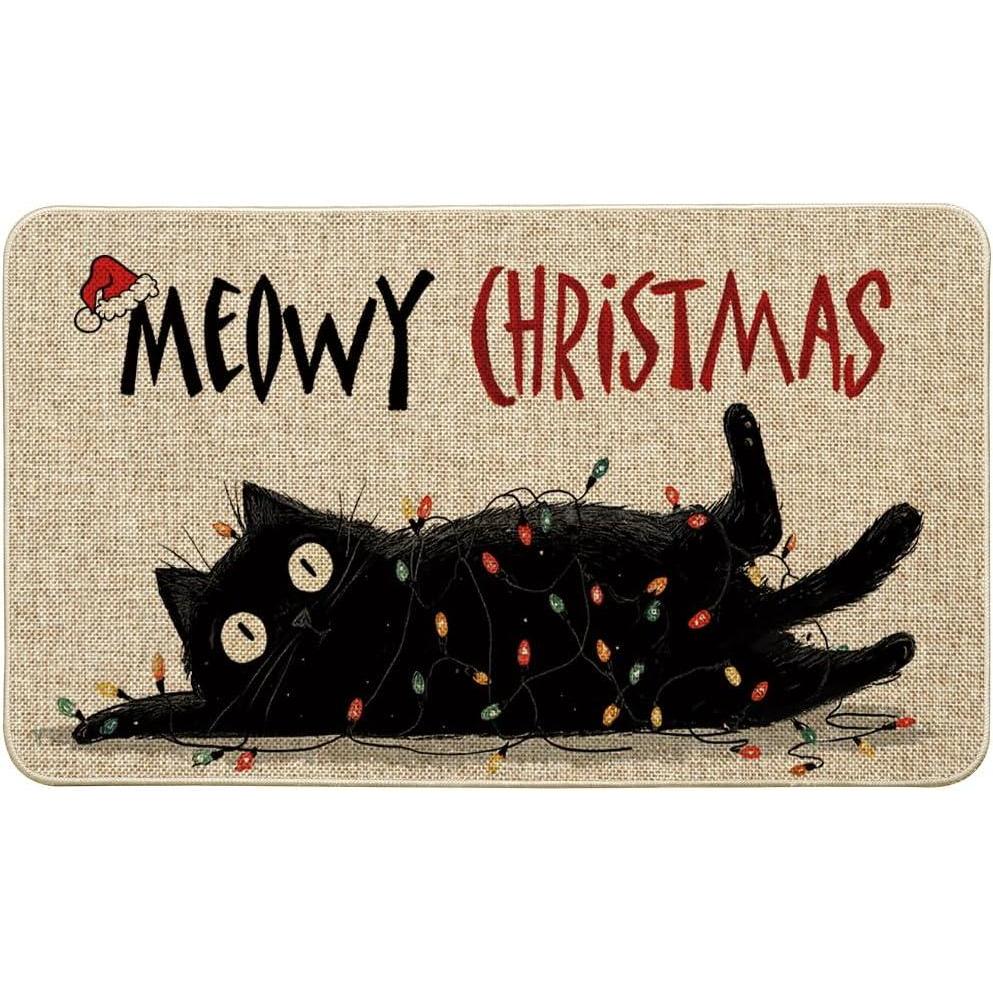 imageArtoid Mode Cat Lights Meowy Christmas Doormat Winter LowProfile Switch Rug Home Decor Door Mat Floor Mat for Outdoor Indoor 17x29 Inch