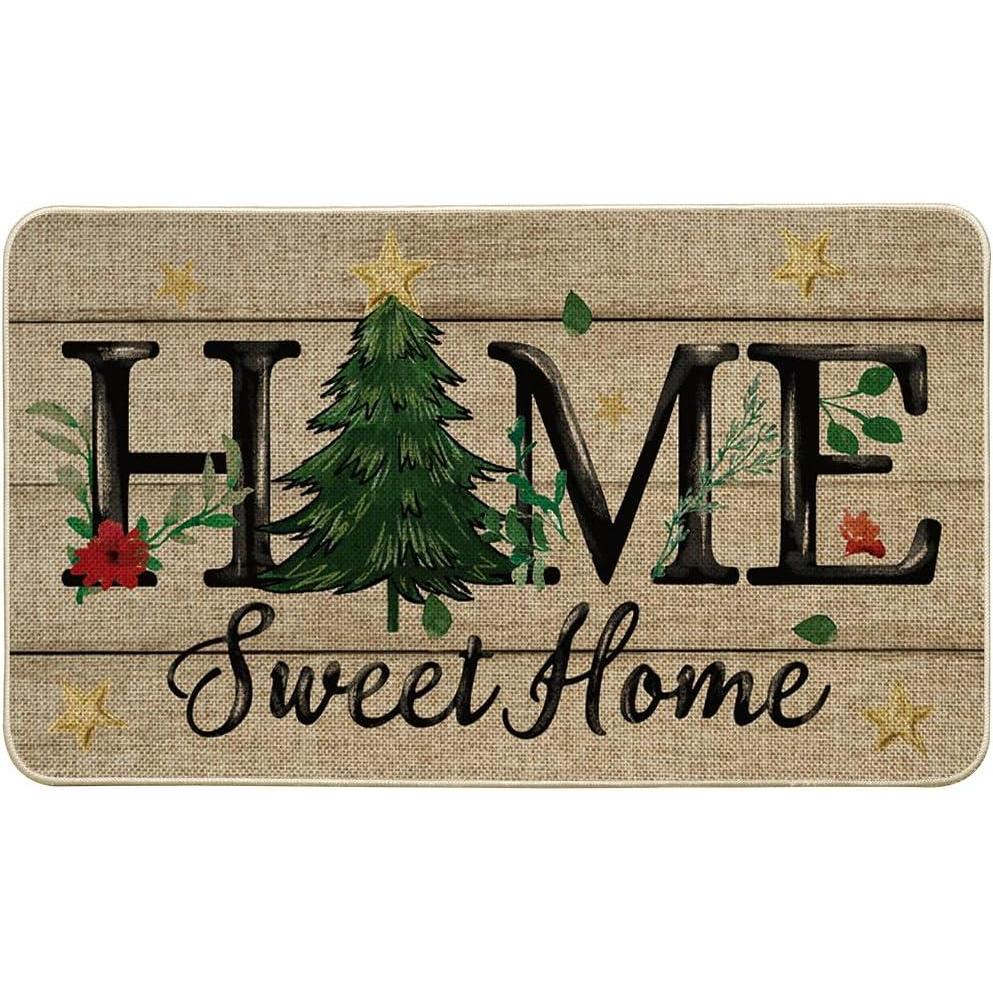 imageArtoid Mode Home Sweet Home Xmas Tree Christmas Doormat Winter LowProfile Switch Rug Home Decor Door Mat Floor Mat for Outdoor Indoor 17x29 Inch