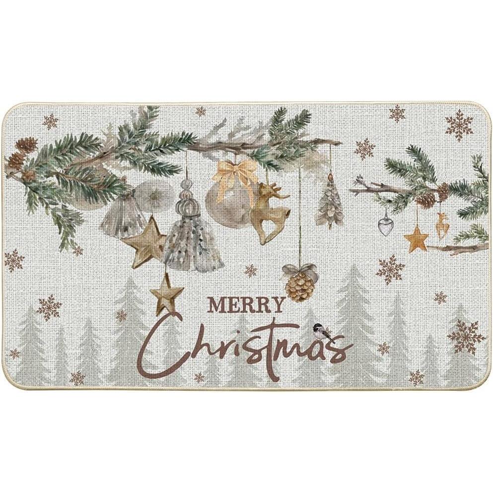 imageArtoid Mode Xmas Tree Birds Ornament Merry Christmas Doormat Winter LowProfile Switch Rug Home Decor Door Mat Floor Mat for Outdoor Indoor 17x29 Inch
