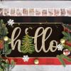 Artoid Mode Black Hello Xmas Tree Christmas Doormat, Winter Low-Profile Switch Rug Home Decor Door Mat Floor Mat for Outdoor Indoor 17×29 Inch(Black)