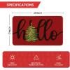 Artoid Mode Black Hello Xmas Tree Christmas Doormat, Winter Low-Profile Switch Rug Home Decor Door Mat Floor Mat for Outdoor Indoor 17×29 Inch(Red)