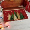 Artoid Mode Black Snowflakes Xmas Trees Christmas Doormat, Winter Low-Profile Switch Rug Home Decor Door Mat Floor Mat for Outdoor Indoor 17×29 Inch(Red)