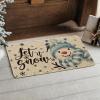 Artoid Mode Blue Snowman Let It Snow Winter Doormat, Snowflakes Christmas Home Decor Low-Profile Switch Rug Door Mat Floor Mat for Indoor Outdoor 17×29 Inch(Blue)