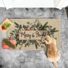 Artoid Mode Merry&Bright Eucalyptus Leaves Holly Christmas Doormat, Winter Xmas Home Decor Low-Profile Switch Rug Door Mat Floor Mat for Indoor Outdoor 17×29 Inch(Beige)