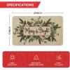Artoid Mode Merry&Bright Eucalyptus Leaves Holly Christmas Doormat, Winter Xmas Home Decor Low-Profile Switch Rug Door Mat Floor Mat for Indoor Outdoor 17×29 Inch(Beige)