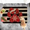 Artoid Mode Paw Print Hat Christmas Doormat, Winter Xmas Home Decor Low-Profile Switch Rug Door Mat Floor Mat for Indoor Outdoor 17×29 Inch(Beige)