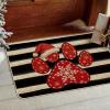 Artoid Mode Paw Print Hat Christmas Doormat, Winter Xmas Home Decor Low-Profile Switch Rug Door Mat Floor Mat for Indoor Outdoor 17×29 Inch(Beige)