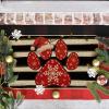 Artoid Mode Paw Print Hat Christmas Doormat, Winter Xmas Home Decor Low-Profile Switch Rug Door Mat Floor Mat for Indoor Outdoor 17×29 Inch(Red)