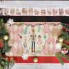 Artoid Mode Pink Diamond Plaid Nutcracker Christmas Doormat, Winter Home Decor Low-Profile Door Mat Floor Mat 17×29 Inch(Pink)