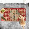 Artoid Mode Pink Diamond Plaid Nutcracker Christmas Doormat, Winter Home Decor Low-Profile Door Mat Floor Mat 17×29 Inch(Red)