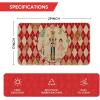 Artoid Mode Pink Diamond Plaid Nutcracker Christmas Doormat, Winter Home Decor Low-Profile Door Mat Floor Mat 17×29 Inch(Red)