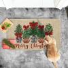 Artoid Mode Red Bow Xmas Tree Potted Plant Merry Christmas Doormat, Winter Low-Profile Switch Rug Home Decor Door Mat Floor Mat for Outdoor Indoor 17×29 Inch