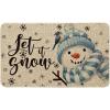 Artoid Mode Blue Snowman Let It Snow Winter Doormat, Snowflakes Christmas Home Decor Low-Profile Switch Rug Door Mat Floor Mat for Indoor Outdoor 17×29 Inch(Blue)