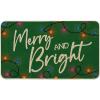 Artoid Mode Colorful String Lights Merry and Bright Christmas Doormat, Winter Low-Profile Switch Rug Home Decor Door Mat Floor Mat for Outdoor Indoor 17×29 Inch(Green)