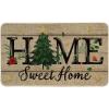 Artoid Mode Home Sweet Home Xmas Tree Christmas Doormat, Winter Low-Profile Switch Rug Home Decor Door Mat Floor Mat for Outdoor Indoor 17×29 Inch