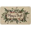 Artoid Mode Merry&Bright Eucalyptus Leaves Holly Christmas Doormat, Winter Xmas Home Decor Low-Profile Switch Rug Door Mat Floor Mat for Indoor Outdoor 17×29 Inch(Beige)