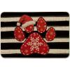 Artoid Mode Paw Print Hat Christmas Doormat, Winter Xmas Home Decor Low-Profile Switch Rug Door Mat Floor Mat for Indoor Outdoor 17×29 Inch(Beige)