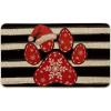 Artoid Mode Paw Print Hat Christmas Doormat, Winter Xmas Home Decor Low-Profile Switch Rug Door Mat Floor Mat for Indoor Outdoor 17×29 Inch(Red)