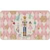 Artoid Mode Pink Diamond Plaid Nutcracker Christmas Doormat, Winter Home Decor Low-Profile Door Mat Floor Mat 17×29 Inch(Pink)