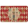 Artoid Mode Pink Diamond Plaid Nutcracker Christmas Doormat, Winter Home Decor Low-Profile Door Mat Floor Mat 17×29 Inch(Red)
