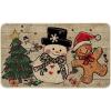 Artoid Mode Xmas Tree Gingerbread Man Snowman Christmas Doormat, Winter Low-Profile Switch Rug Home Decor Door Mat Floor Mat for Outdoor Indoor 17×29 Inch