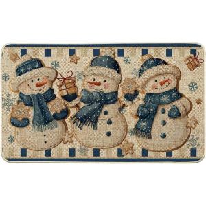 Artoid Mode Blue Snowman Gifts Snowflakes Winter Doormat, Christmas Low-Profile Switch Rug Home Decor Door Mat Floor Mat for Outdoor Indoor 17×29 Inch