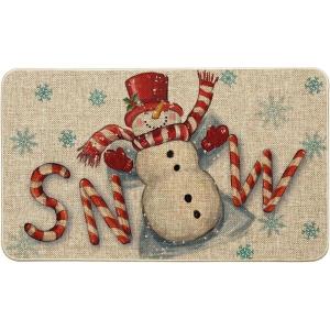 Artoid Mode Candy Cane Snowman Winter Doormat, Christmas Low-Profile Switch Rug Home Decor Door Mat Floor Mat for Outdoor Indoor 17×29 Inch(Red)