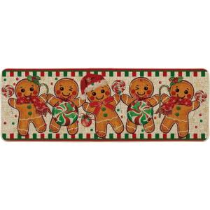Artoid Mode Candy Gingerbread Man Christmas Doormat, Winter Xmas Home Decor Low-Profile Switch Rug Door Mat Floor Mat for Indoor Outdoor 17×29 Inch(Beige)