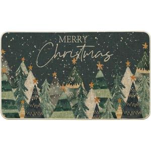 Artoid Mode Snowflakes Xmas Tree Merry Christmas Doormat, Winter Low-Profile Switch Rug Home Decor Door Mat Floor Mat for Outdoor Indoor 17×29 Inch