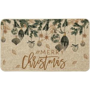 Artoid Mode Xmas Tree Ornament Merry Christmas Doormat, Winter Low-Profile Switch Rug Home Decor Door Mat Floor Mat for Outdoor Indoor 17×29 Inch
