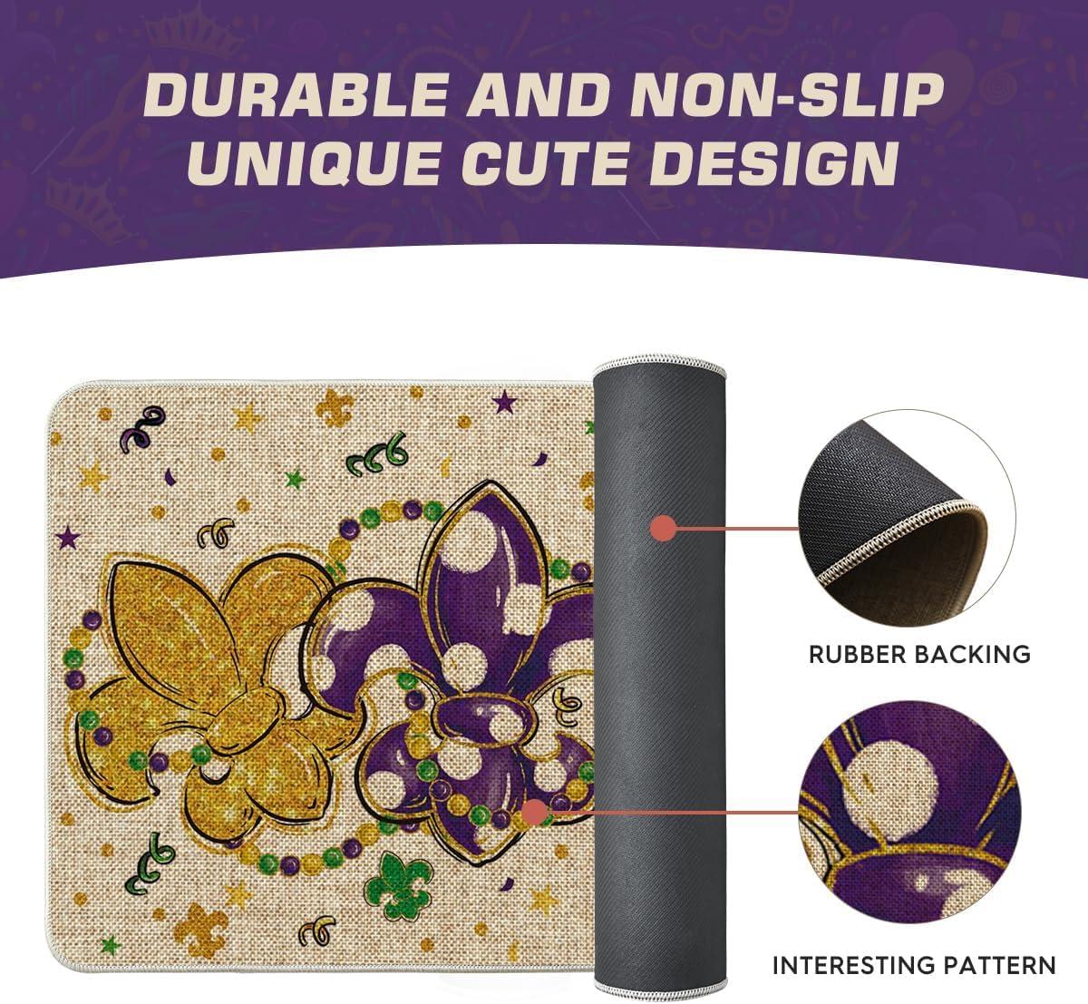 imageArtoid Mode Irises Beads Mardi Gras Doormat Carnival Home Decor LowProfile Switch Rug Door Mat Floor Mat for Indoor Outdoor 17x29 InchBeige