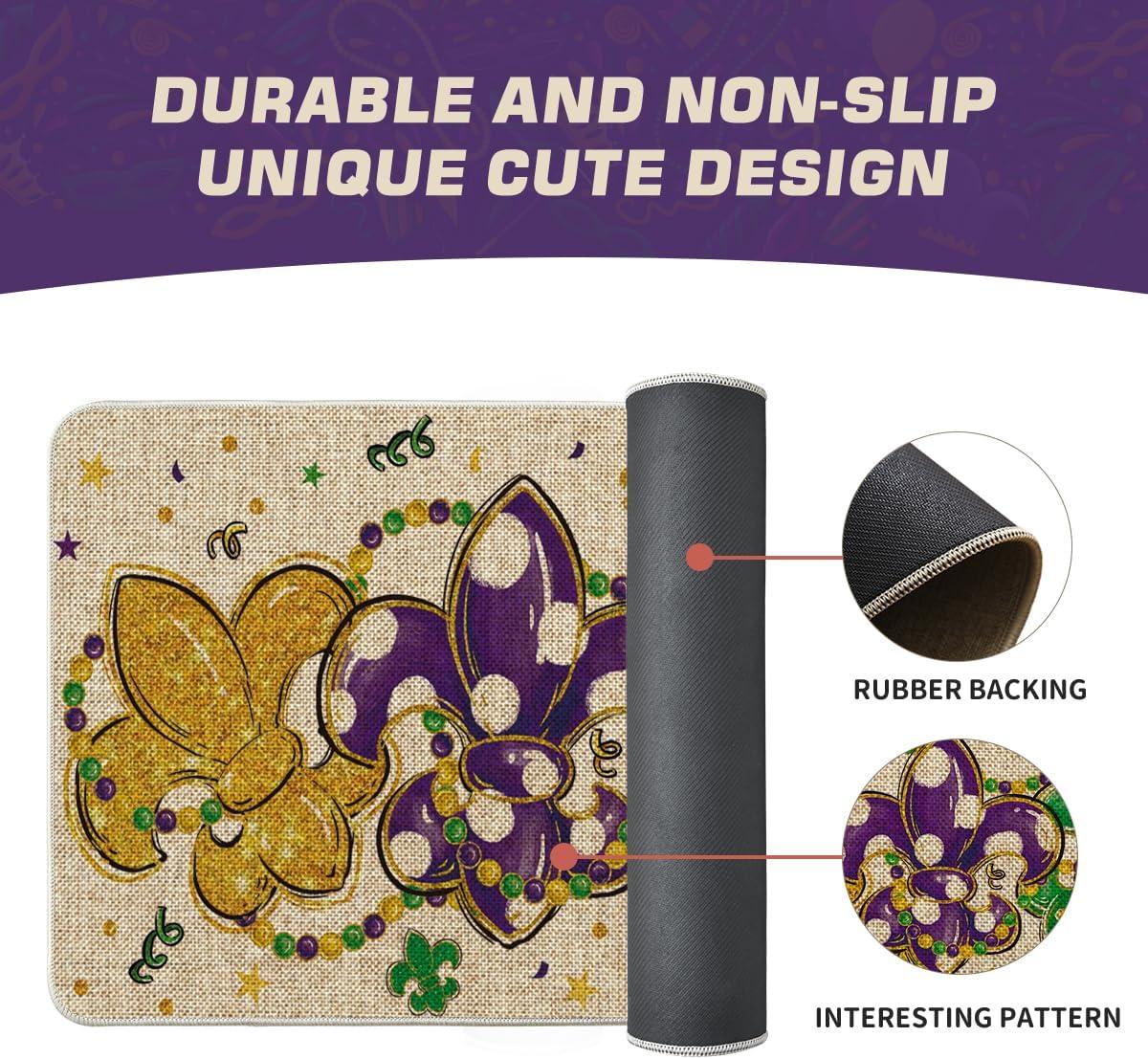 imageArtoid Mode Irises Beads Mardi Gras Doormat Carnival Home Decor LowProfile Switch Rug Door Mat Floor Mat for Indoor Outdoor 17x29 InchBeige