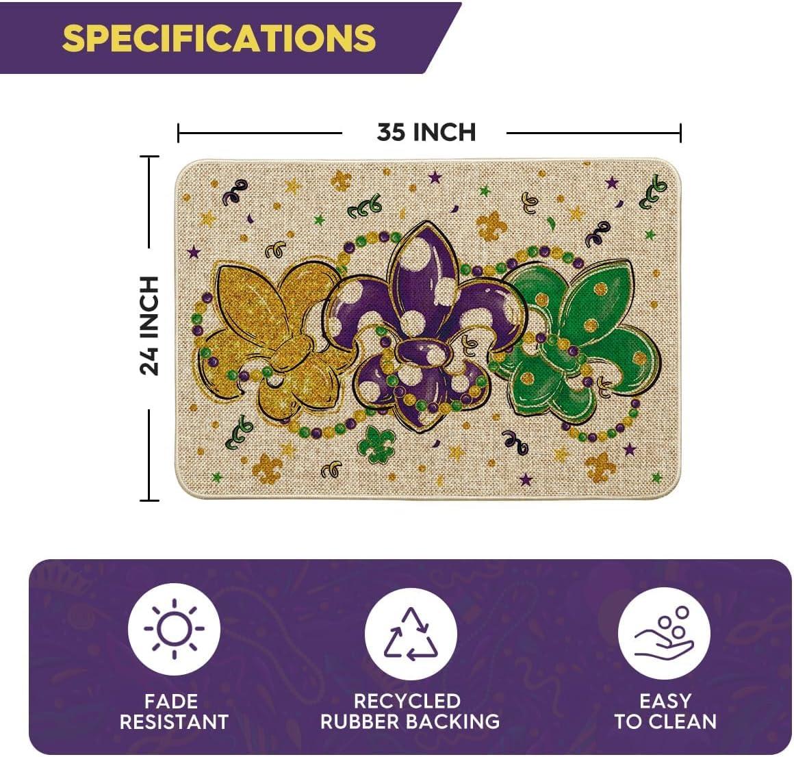 imageArtoid Mode Irises Beads Mardi Gras Doormat Carnival Home Decor LowProfile Switch Rug Door Mat Floor Mat for Indoor Outdoor 17x29 InchBeige