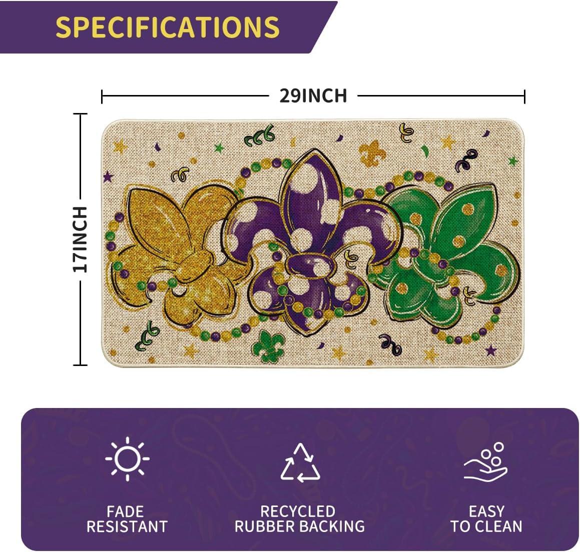 imageArtoid Mode Irises Beads Mardi Gras Doormat Carnival Home Decor LowProfile Switch Rug Door Mat Floor Mat for Indoor Outdoor 17x29 InchBeige