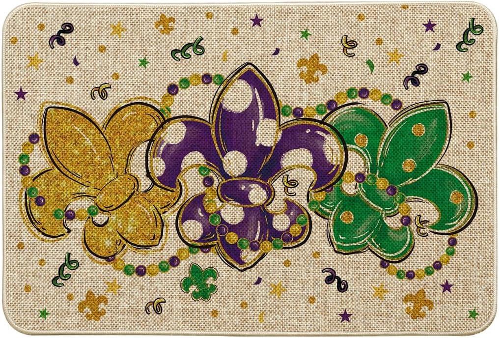 imageArtoid Mode Irises Beads Mardi Gras Doormat Carnival Home Decor LowProfile Switch Rug Door Mat Floor Mat for Indoor Outdoor 17x29 InchBeige
