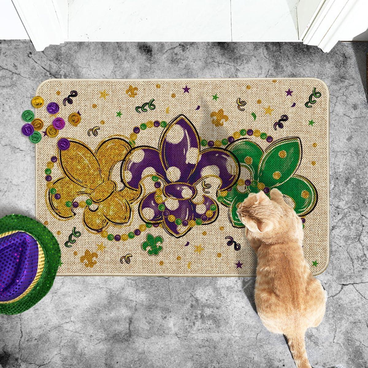 imageArtoid Mode Irises Beads Mardi Gras Doormat Carnival Home Decor LowProfile Switch Rug Door Mat Floor Mat for Indoor Outdoor 17x29 InchBeige
