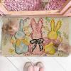 Artoid Mode Colorful Egg Beads Bow Tie Bunny Flower Easter Doormat, Home Decor Low-Profile Switch Rug Door Mat Floor Mat for Indoor Outdoor 17×29 Inch DM086MC(Beige)