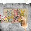 Artoid Mode Colorful Egg Beads Bow Tie Bunny Flower Easter Doormat, Home Decor Low-Profile Switch Rug Door Mat Floor Mat for Indoor Outdoor 17×29 Inch DM086MC(Beige)
