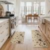 Artoid Mode Black Wildflower Leaves Floral Welcome Fall Kitchen Mats Set of 2, Autumn Home Decor Low-Profile Kitchen Rugs for Floor – 17×29 and 17×47 Inch