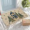 Artoid Mode Blue Snowman Xmas Tree Winter Doormat, Christmas Low-Profile Switch Rug Home Decor Door Mat Floor Mat for Outdoor Indoor 17×29 Inch