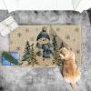 Artoid Mode Blue Snowman Xmas Tree Winter Doormat, Christmas Low-Profile Switch Rug Home Decor Door Mat Floor Mat for Outdoor Indoor 17×29 Inch