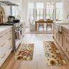 Artoid Mode Scarecrow Sunflower Happy Fall Kitchen Mats Set of 2, Autumn Home Decor Low-Profile Kitchen Rugs for Floor – 17×29 and 17×47 Inch